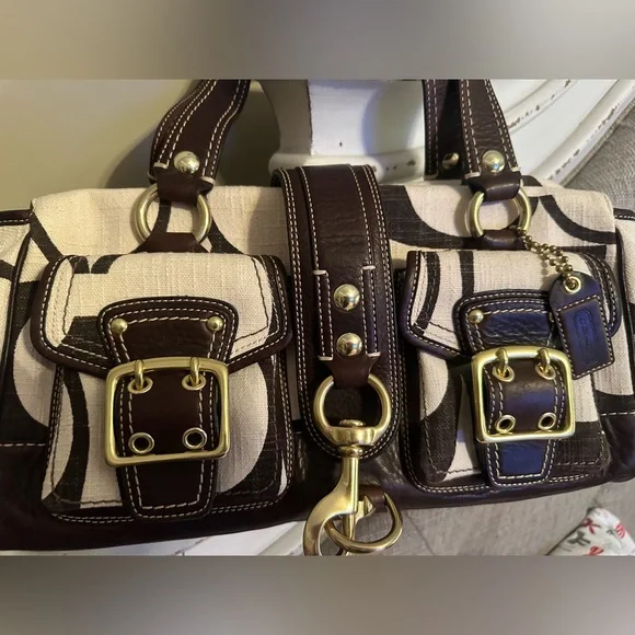 Auth Coach Vintage 65th Anniversary Legacy Mandy Brown and Cream Sign. Satchel! - Picture 2 of 10
